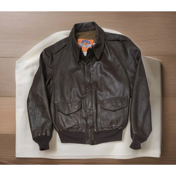Cooper Type A-2 USAF Brown Leather Bomber Pilot Flight Jacket Coat Size 42R - Picture 1 of 6